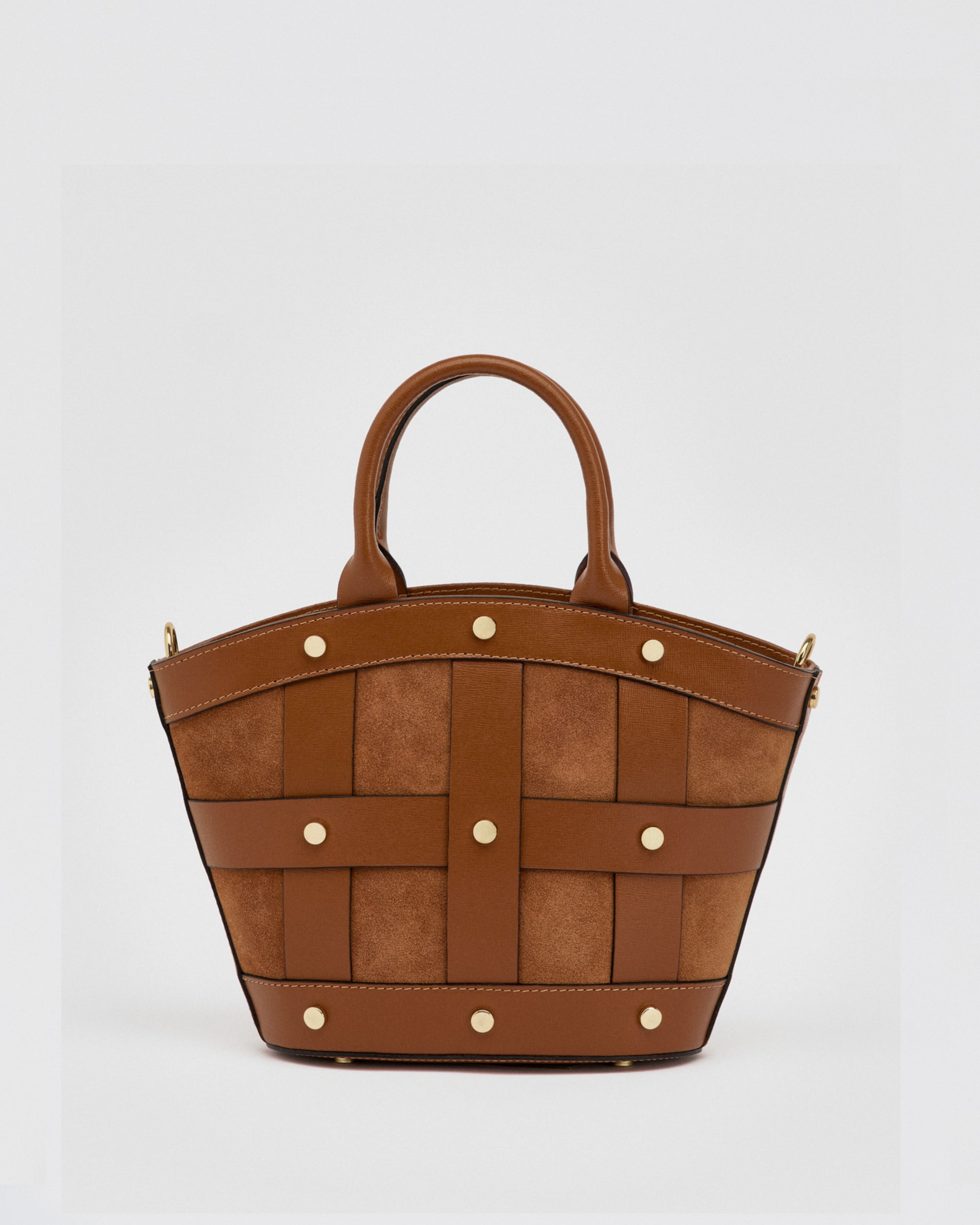Mini Victoire stud suede cammello