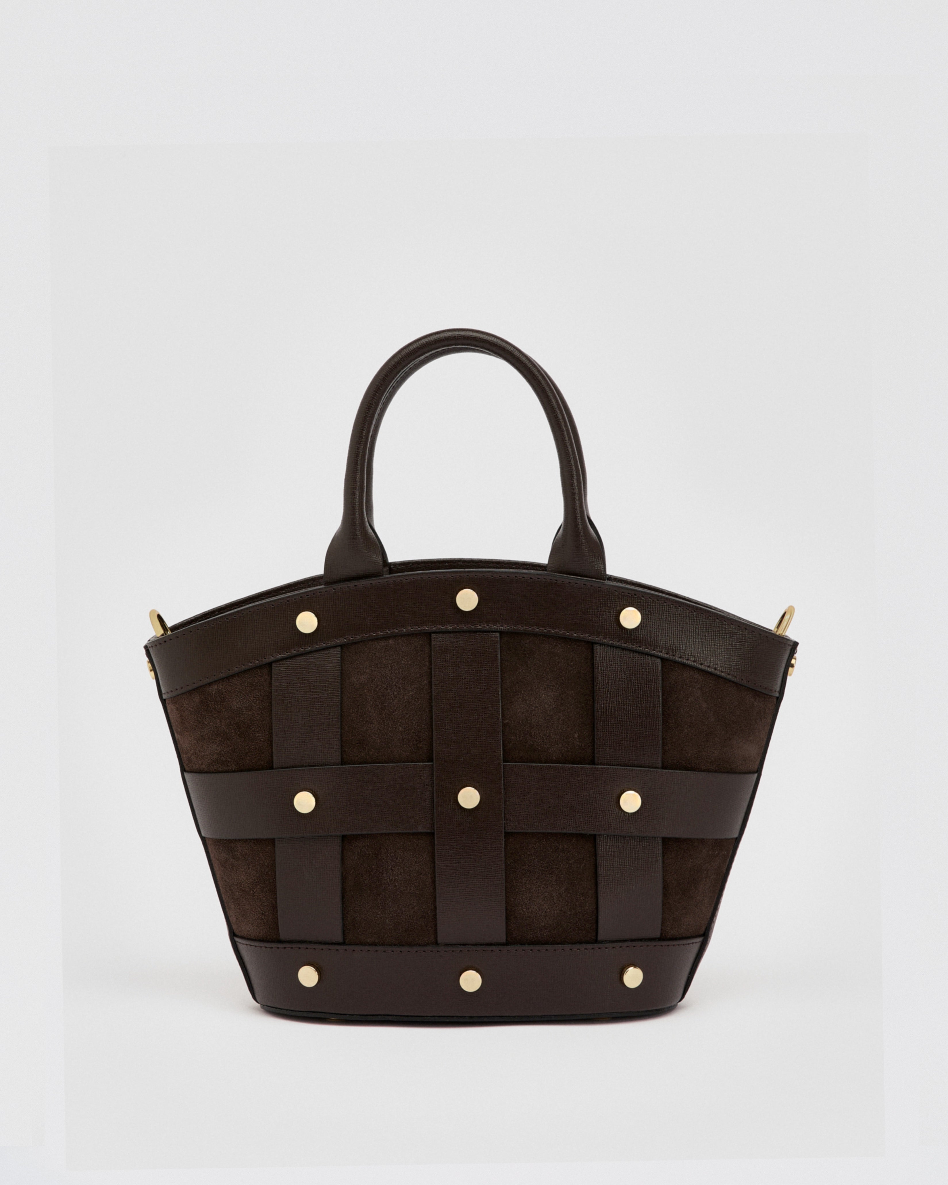 Mini Victoire stud suede marrone