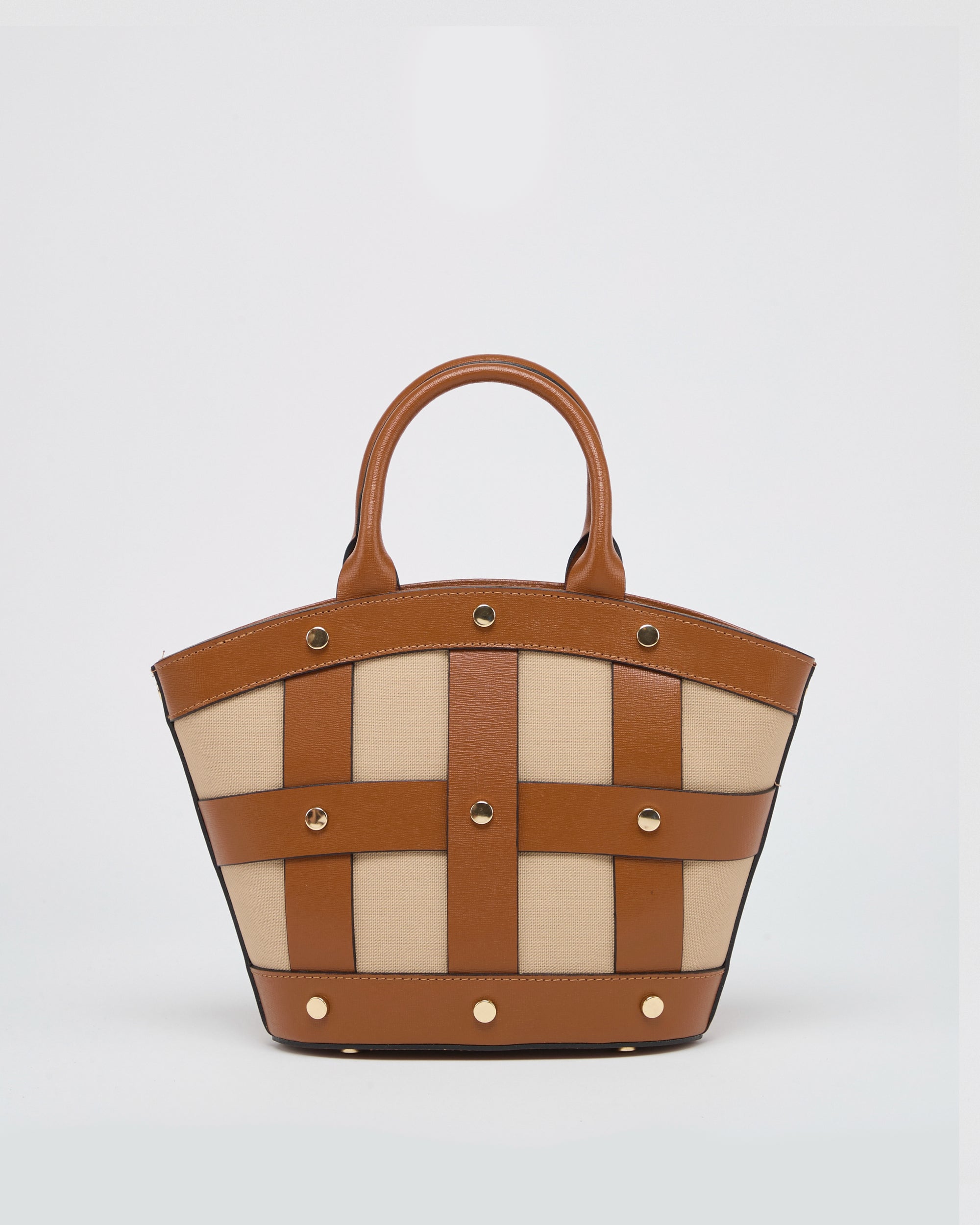 Mini Victoire stud canvas camel