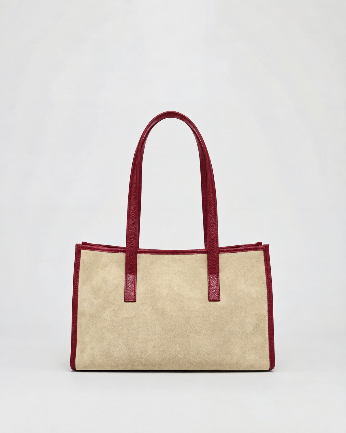 Mini Camille suede beige | pelle burgundy