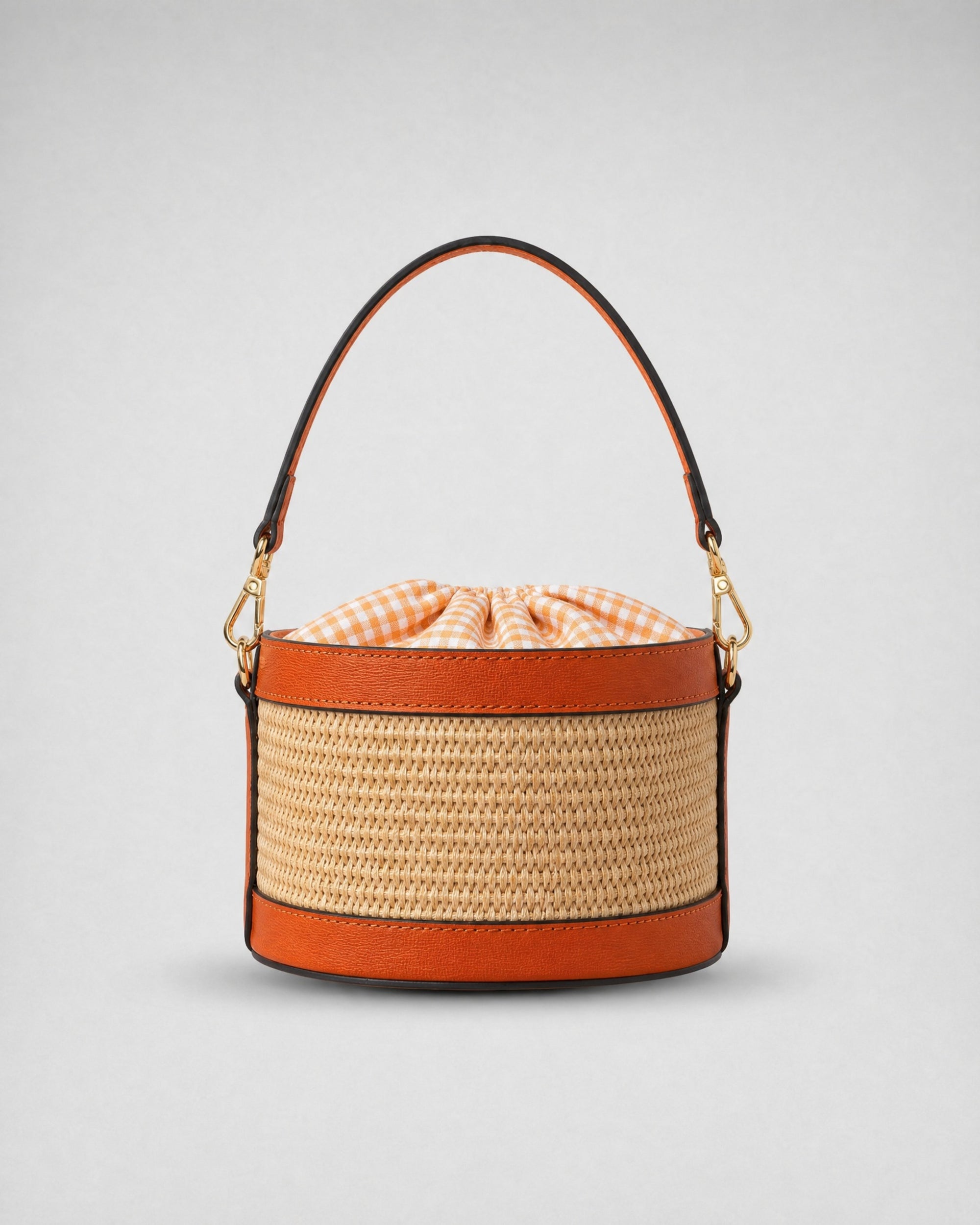 Mini Peggy rafia arancione | chiusura Vichy arancione