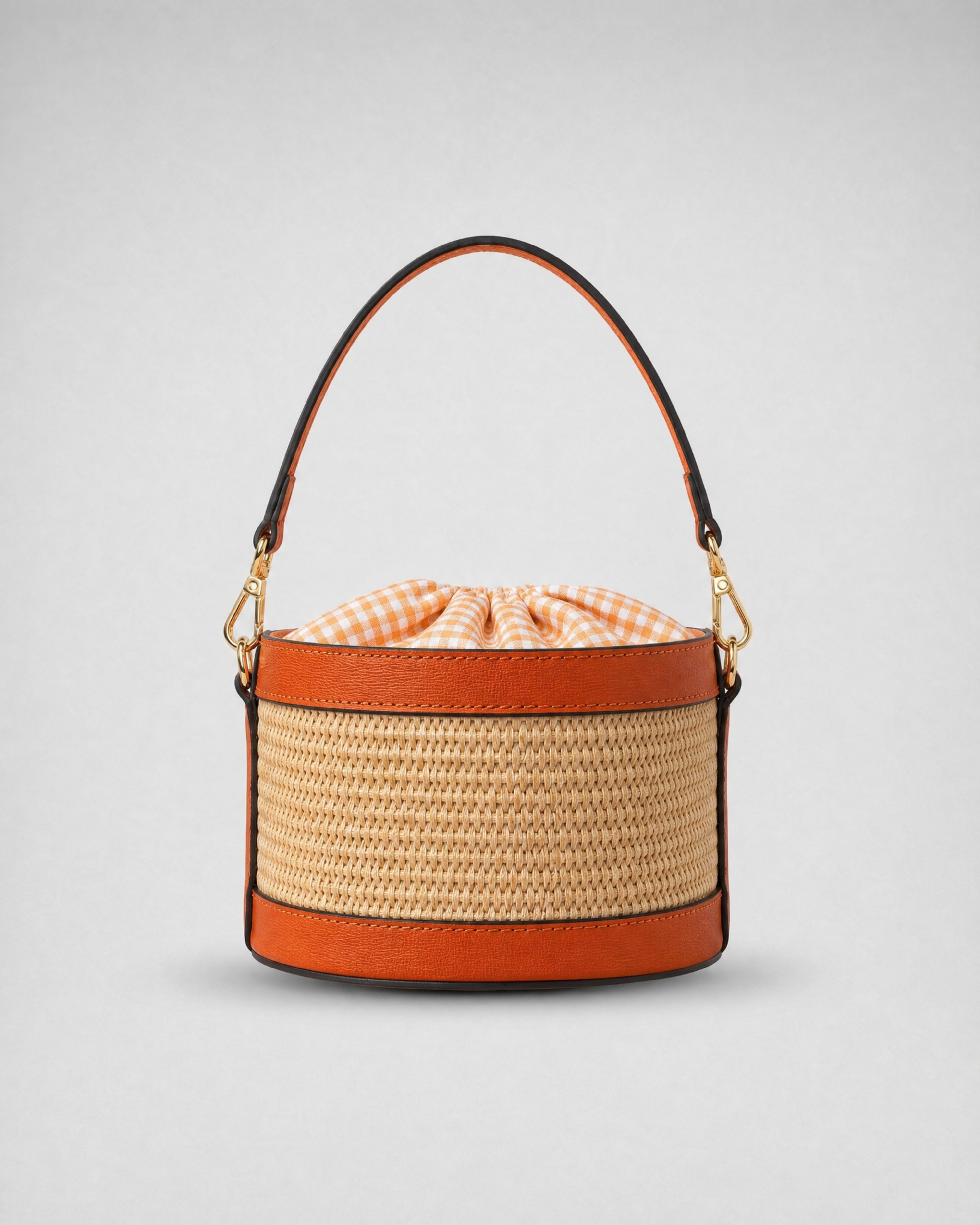 Mini Peggy rafia arancione | chiusura Vichy arancione