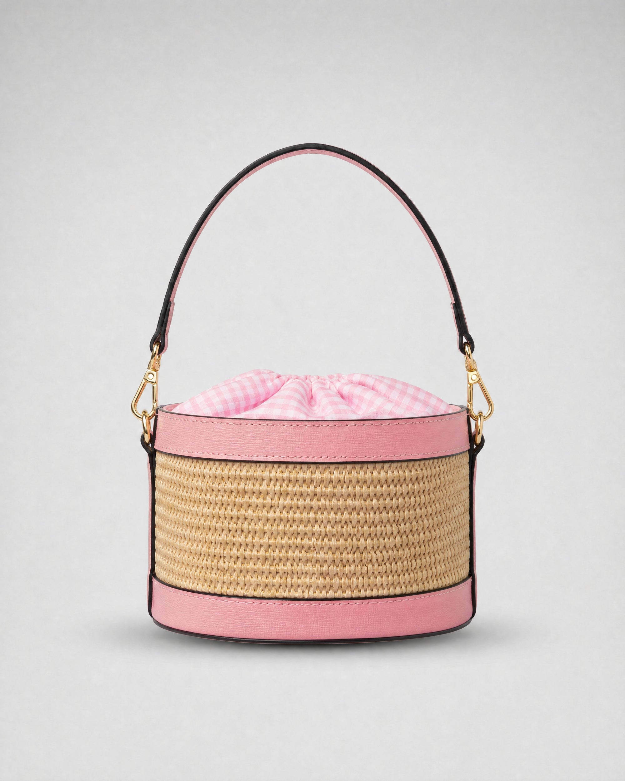 Mini Peggy rafia rosa | chiusura Vichy rosa