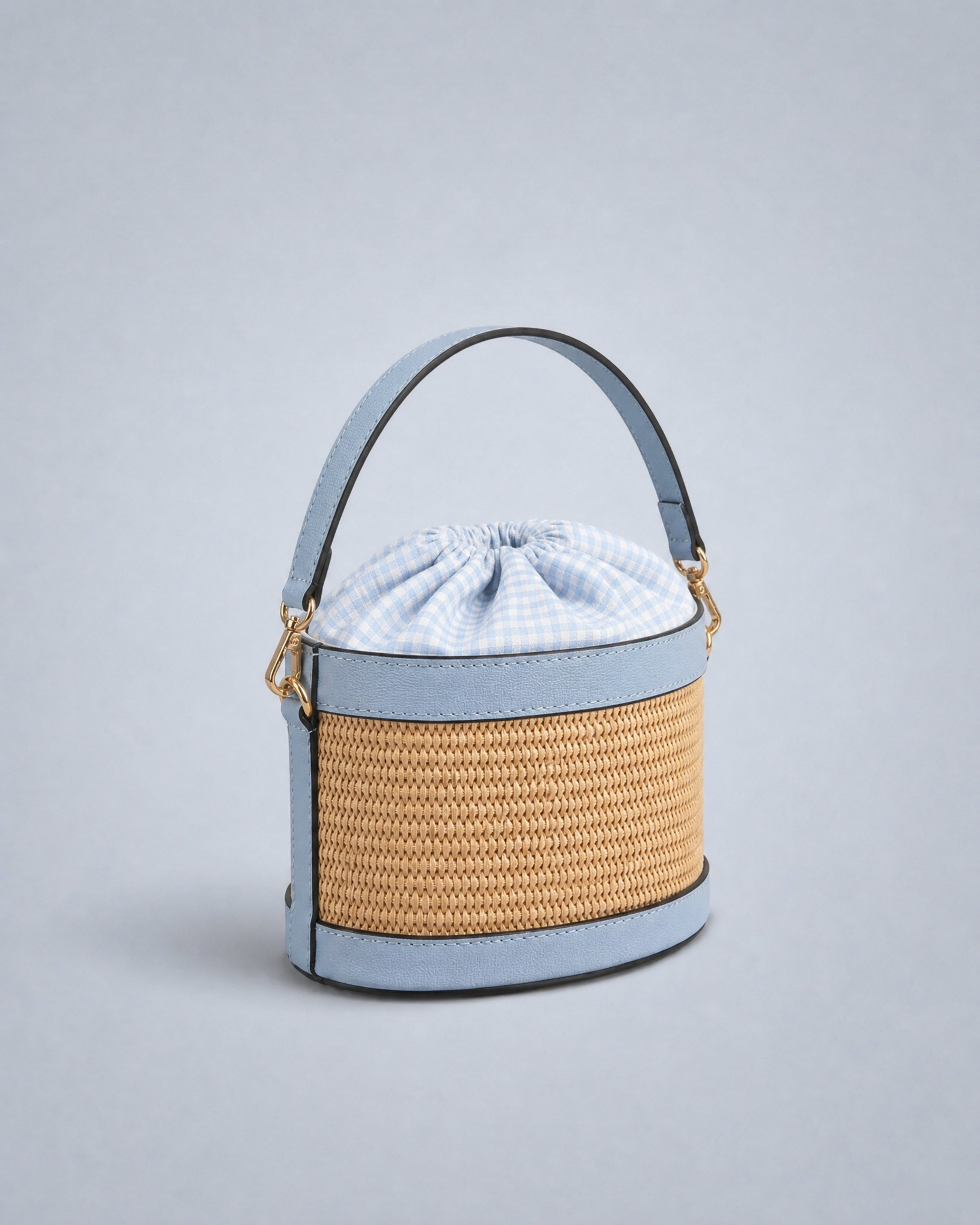 Mini Peggy rafia celeste | chiusura Vichy celeste