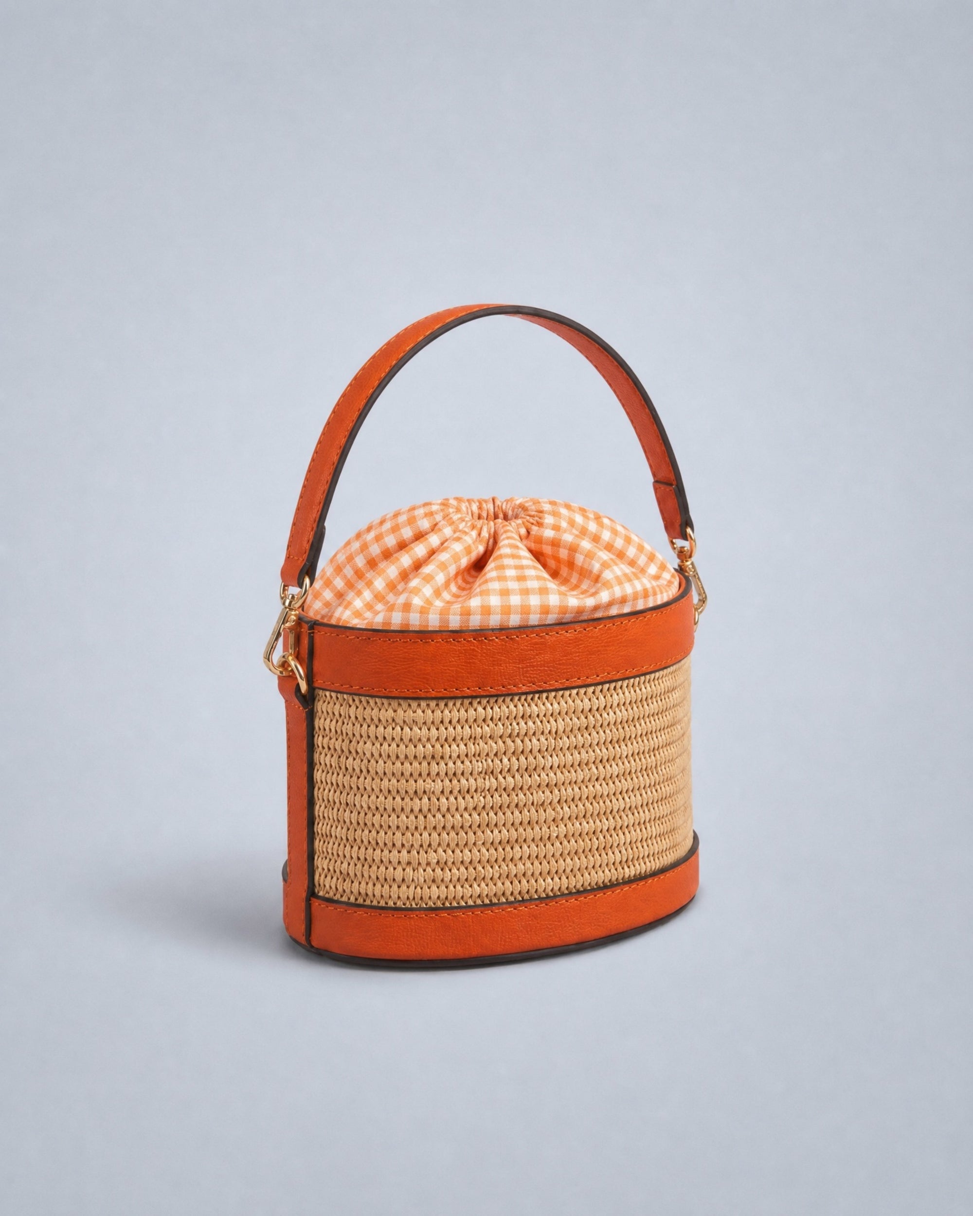 Mini Peggy rafia arancione | chiusura Vichy arancione