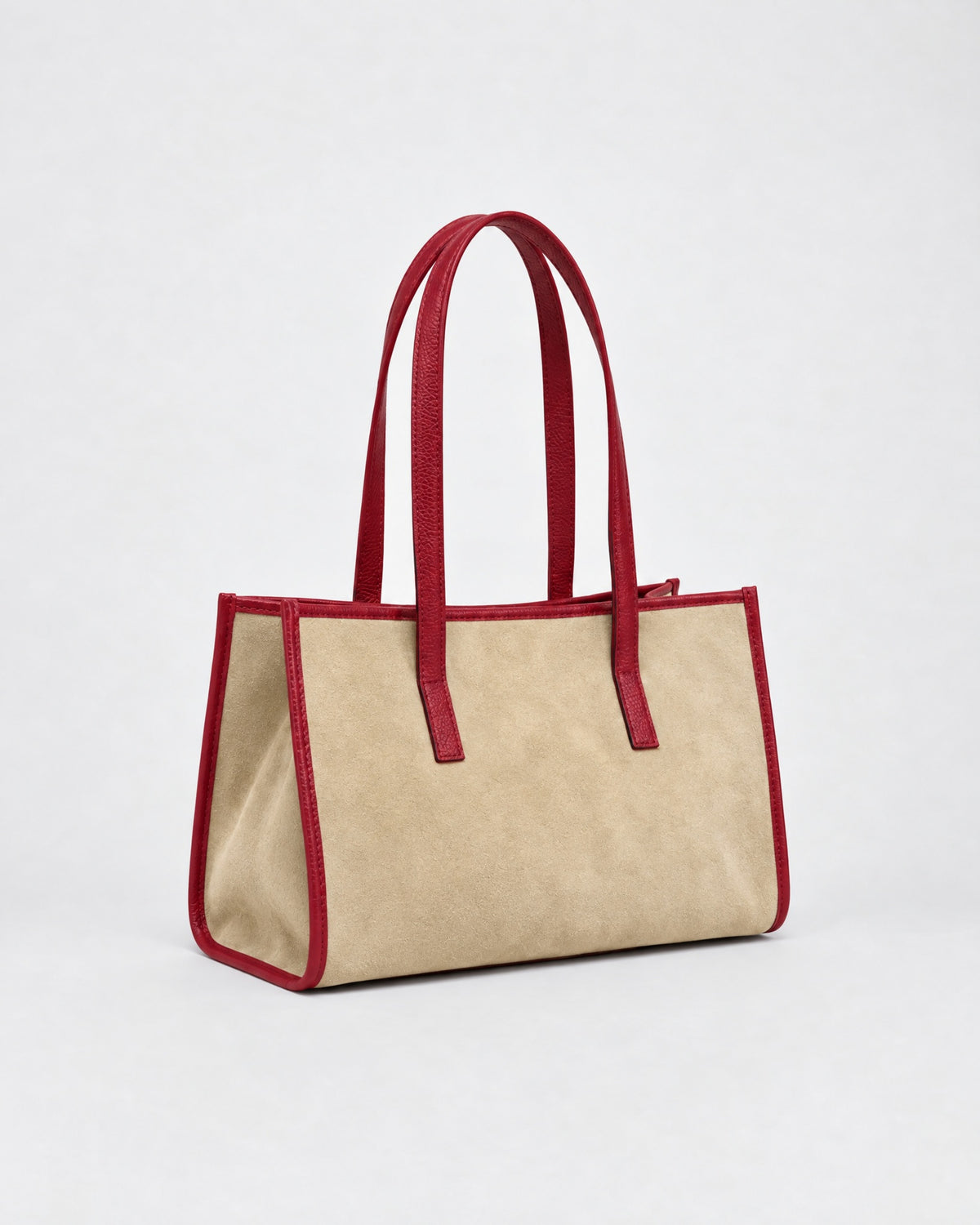 Mini Camille suede beige | pelle burgundy