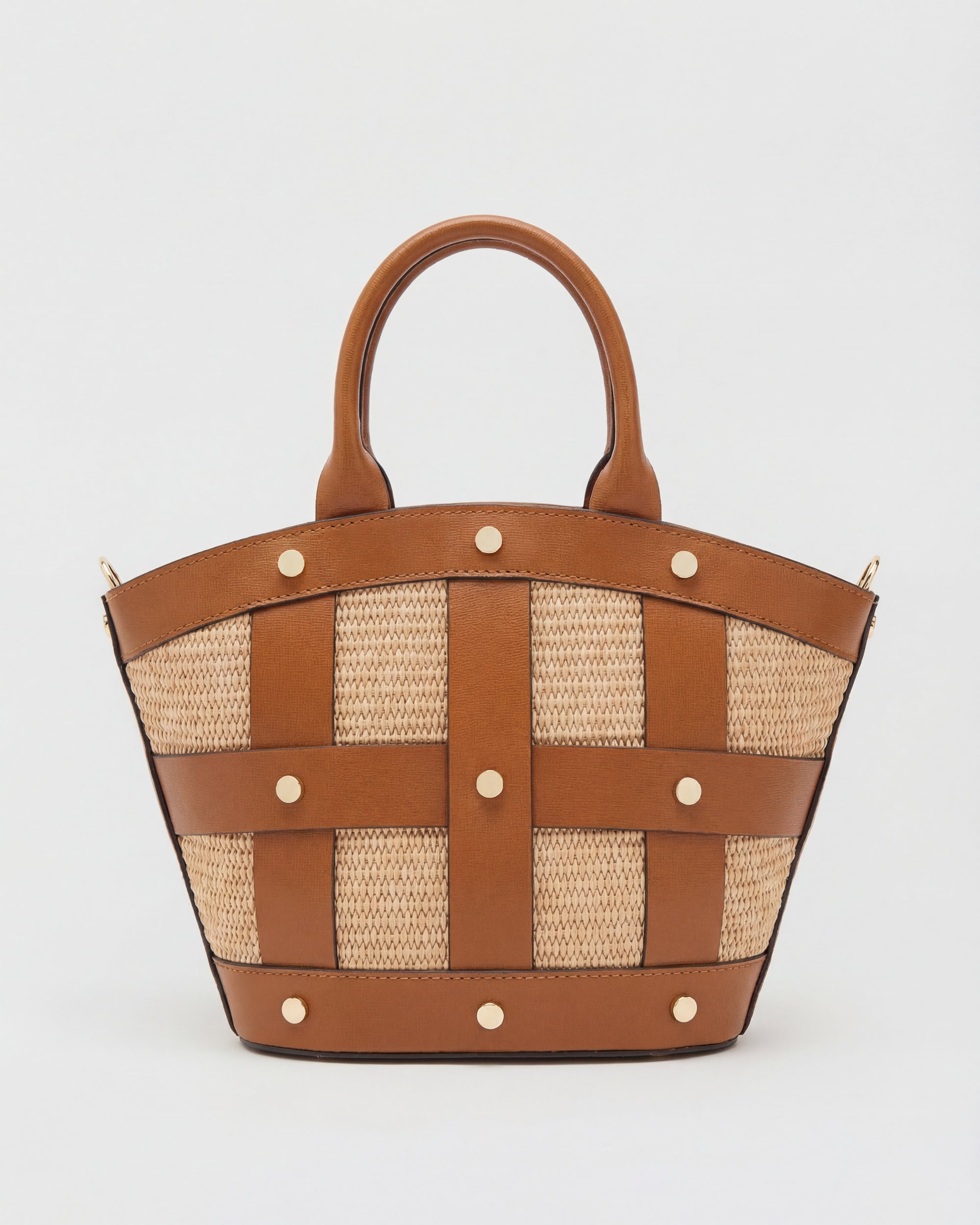 Mini Victoire stud rafia cammello