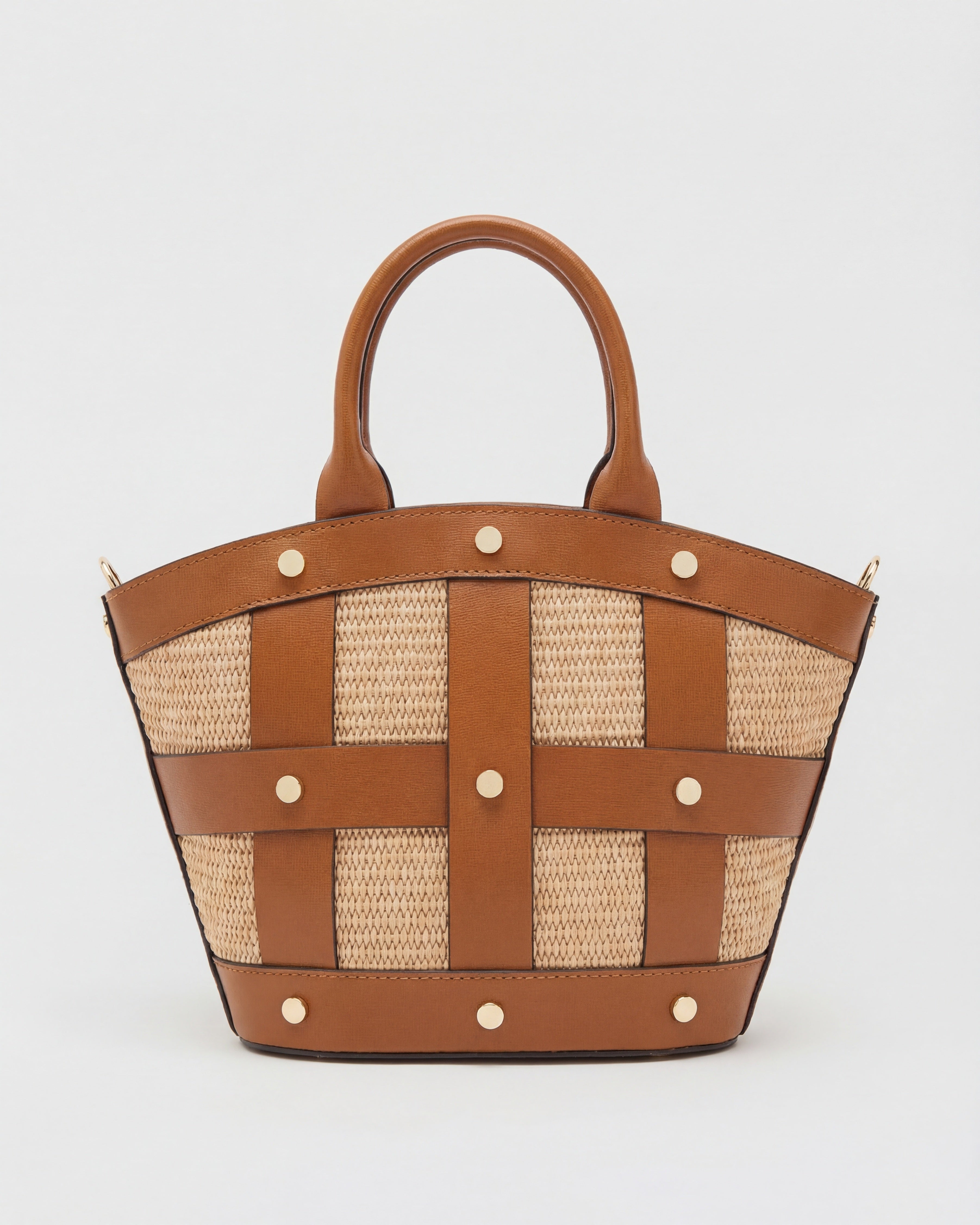 Mini Victoire stud rafia cammello