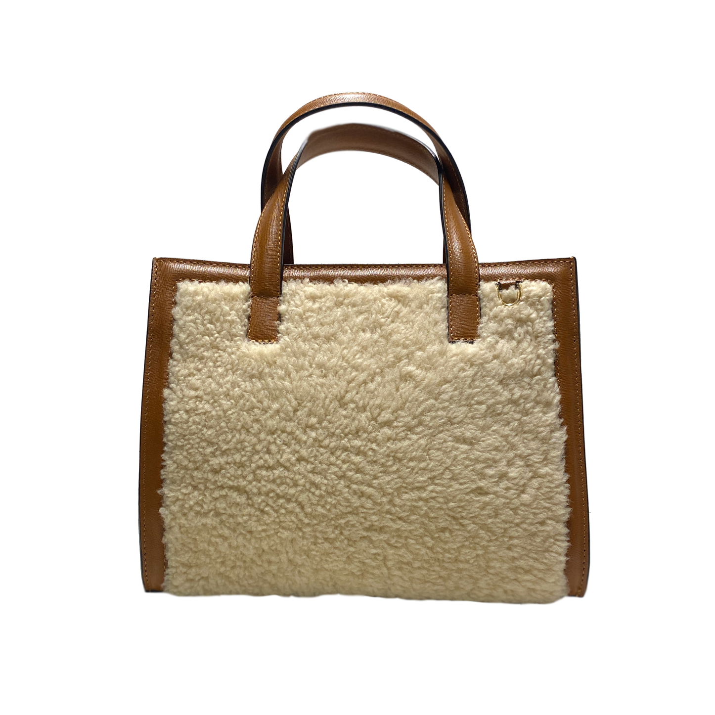 Sophie white shearling, camel leather
